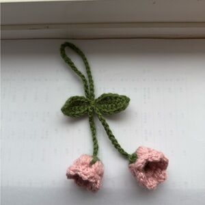 Handcrafted Pink Floral Crochet for bag charm or keychain